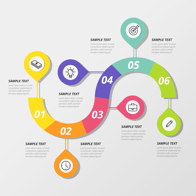 Kleurrijke stappen infographic