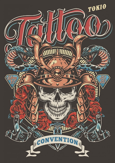 Kleurrijke tattoo festival reclameposter