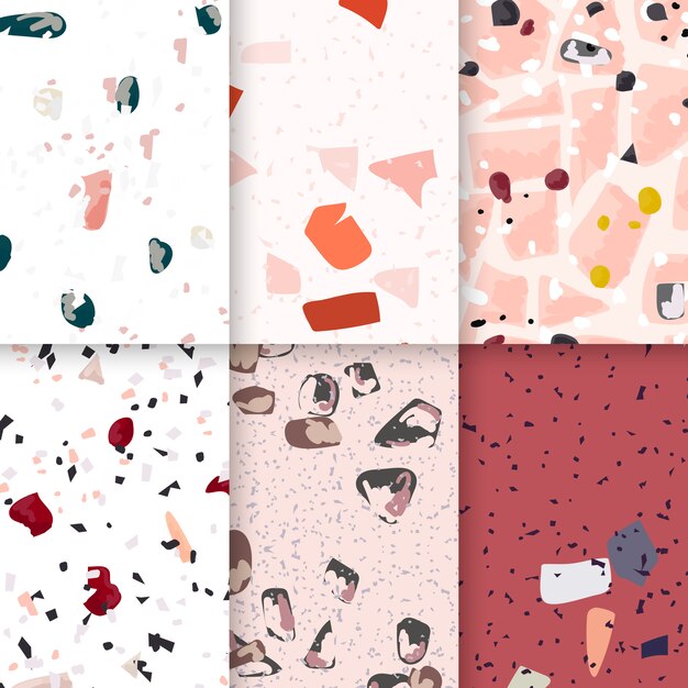 Kleurrijke Terrazzo naadloze patroon posters vector set