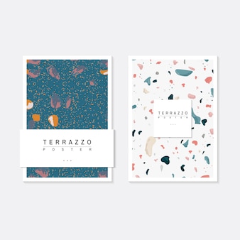 Kleurrijke terrazzo-patroonaffiches vectorreeks