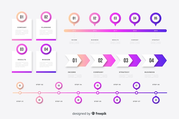 Kleurrijke tijdlijn infographic elementen