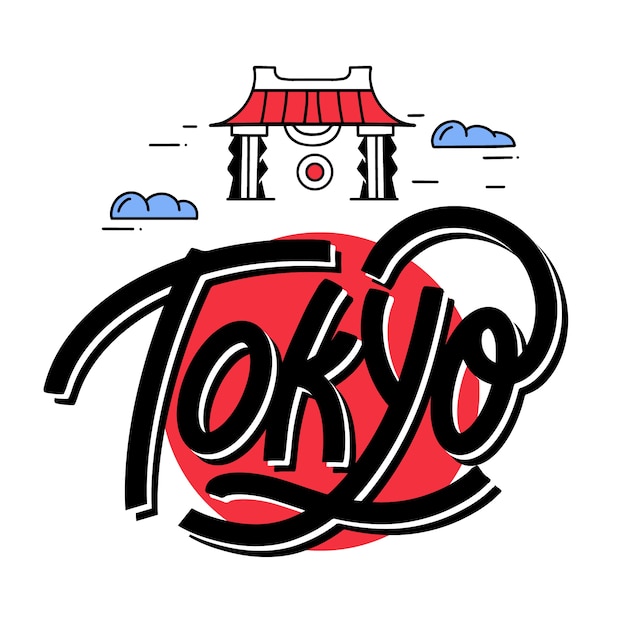 Kleurrijke Tokio stad belettering