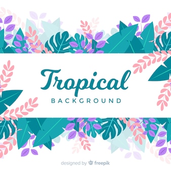 Kleurrijke tropische achtergrond met platte ontwerp