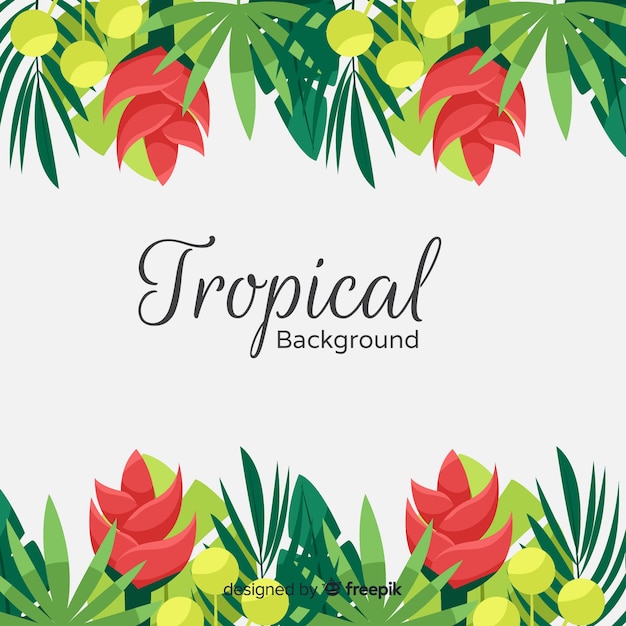 Gratis vector kleurrijke tropische achtergrond met platte ontwerp