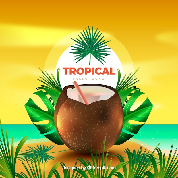 Kleurrijke tropische achtergrond met realistisch ontwerp