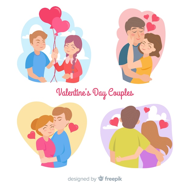 Gratis vector kleurrijke valentijn paar collectie