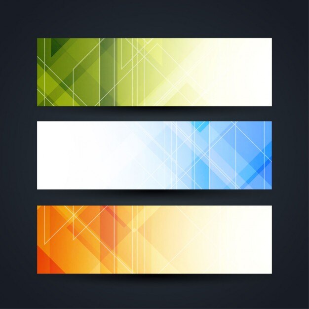 Gratis Vector kleurrijke veelhoek vorm banners