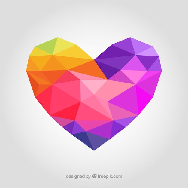 Kleurrijke veelhoekige hart achtergrond