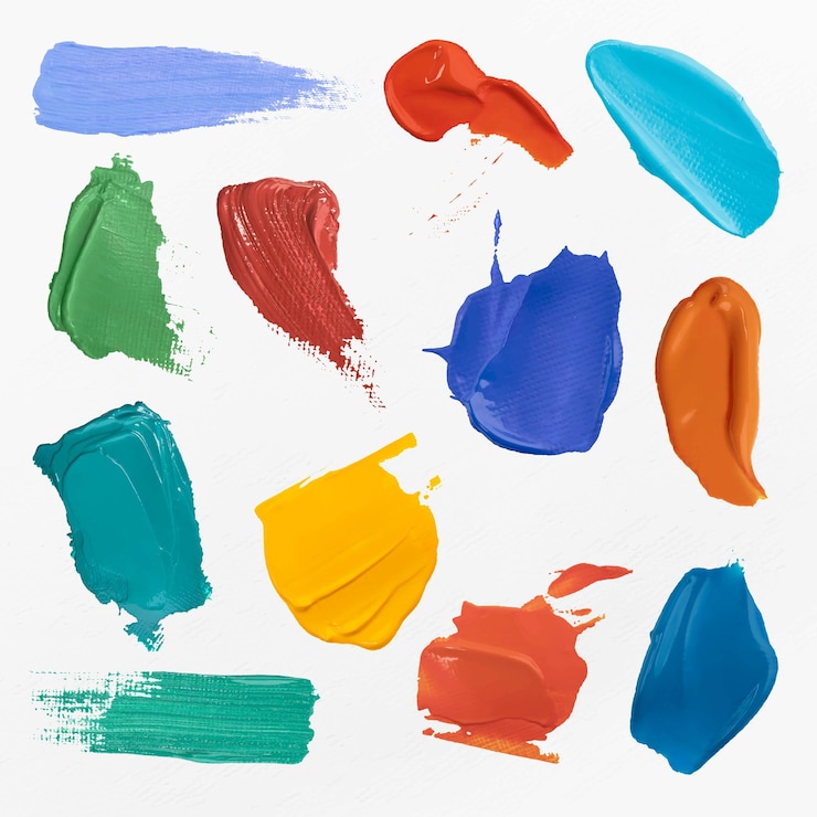 Gratis Vector kleurrijke verf uitstrijkje getextureerde vector penseelstreek creatieve kunst grafische collectie