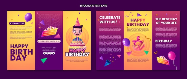 Gratis vector kleurrijke verjaardagsbrochure met kleurovergang