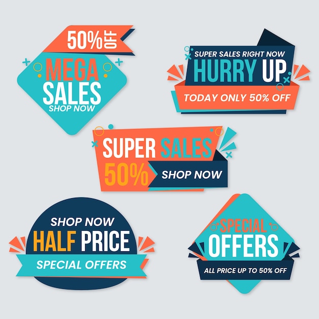 Gratis vector kleurrijke verkoop banners collectie