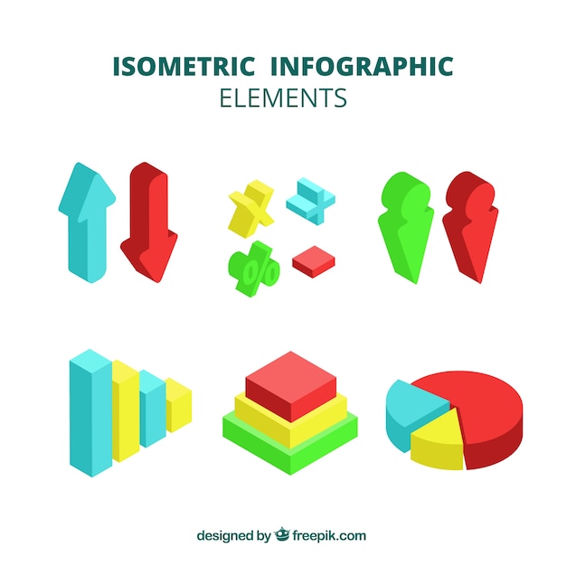 Gratis vector kleurrijke verpakking van isometrische infographic elementen