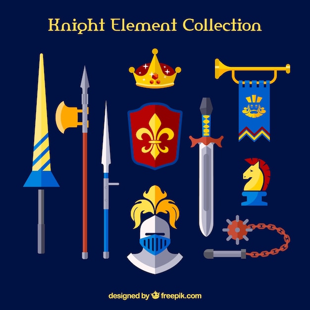 Kleurrijke verscheidenheid aan ridderelementen