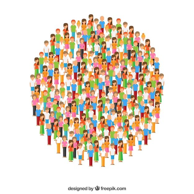 Gratis vector kleurrijke verscheidenheid van mensen die een cirkel vormen