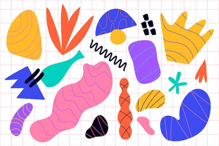 Gratis Vector kleurrijke verzameling abstracte vormen