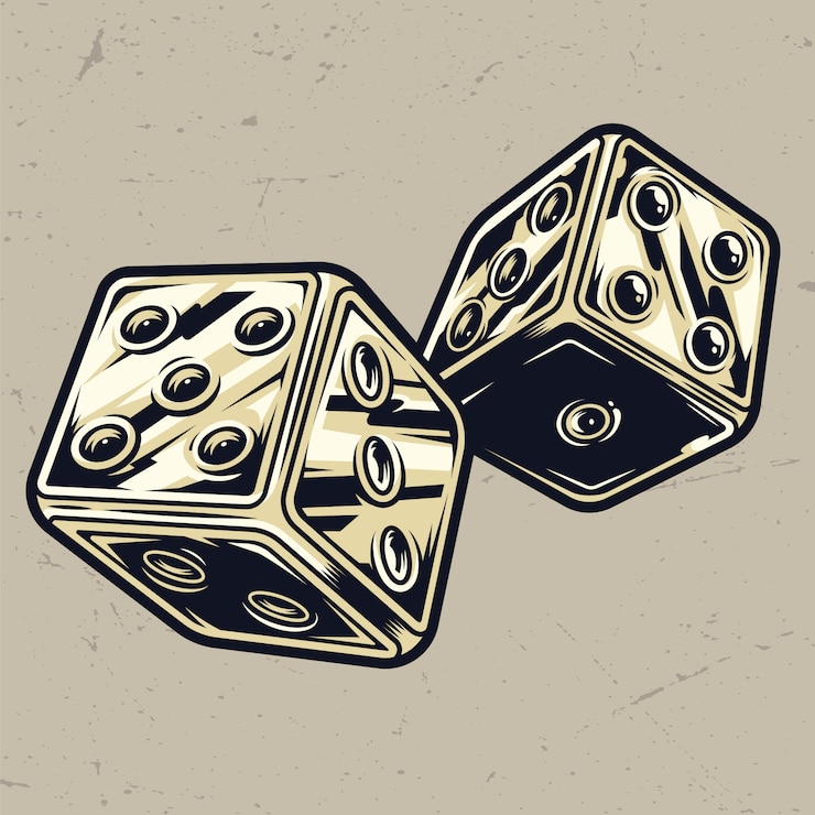 Gratis Vector kleurrijke vintage dobbelstenen concept