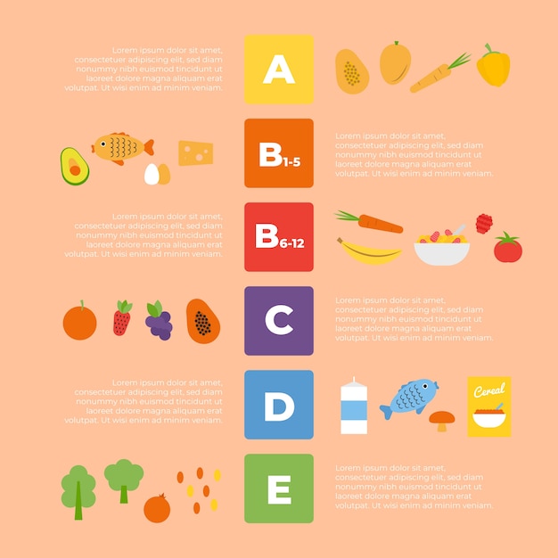 Gratis vector kleurrijke vitamine voedsel infographic