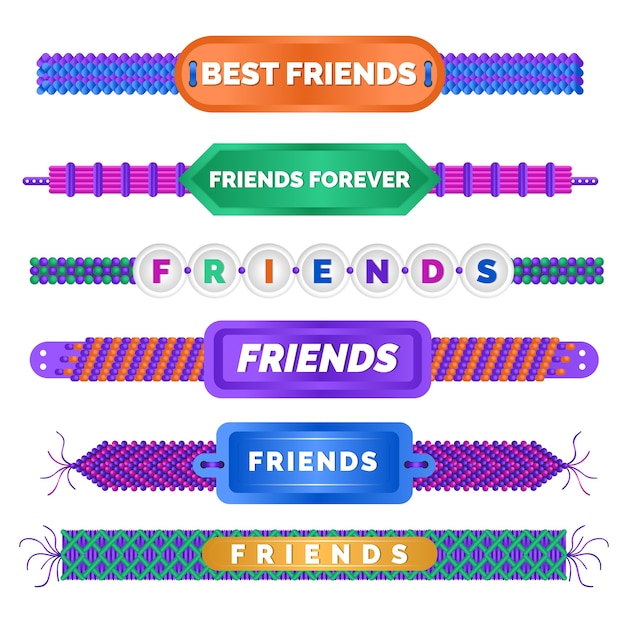 Gratis vector kleurrijke vriendschapsbandcollectie