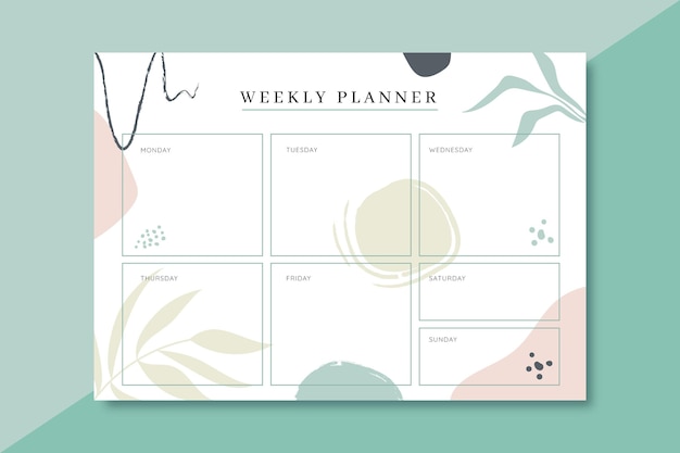 Gratis vector kleurrijke wekelijkse planner sjabloon