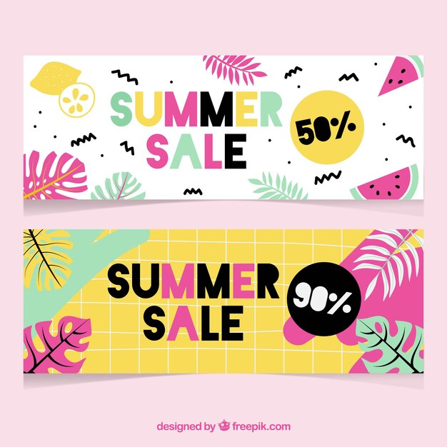 Kleurrijke zomer verkoop banners