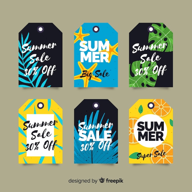 Kleurrijke zomer verkoop label collectie