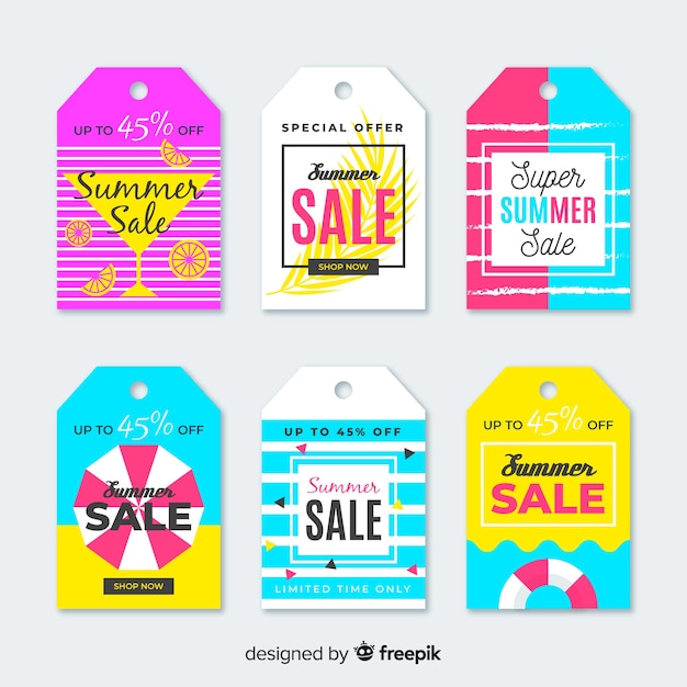 Gratis vector kleurrijke zomer verkoop label collectie