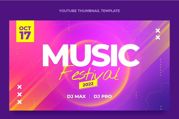 Gratis vector kleurverloop kleurrijk muziekfestival youtube-thumbnail