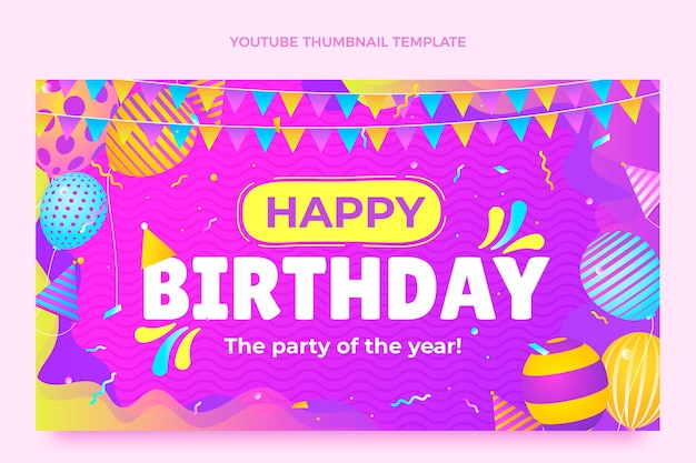 Kleurverloop kleurrijke verjaardag YouTube-thumbnail