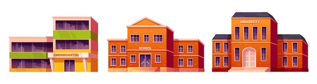 Gratis vector kleuterschool en universiteit bouwset