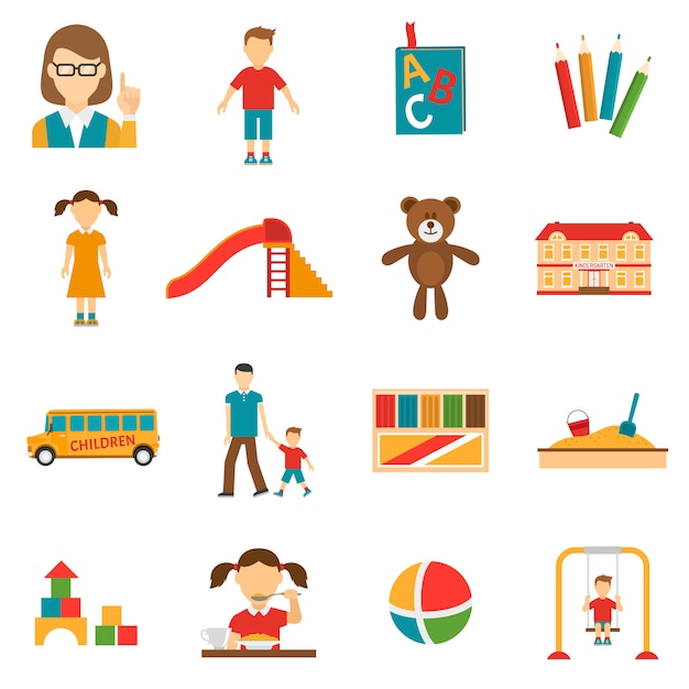 Kleuterschool Icons Set