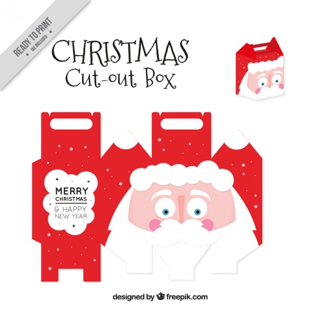 Gratis vector knip doos met leuke kerstman