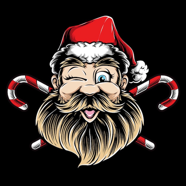 Gratis vector knipogend santa hoofd logo