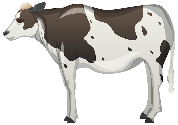 Gratis Vector koe of vee boerderij dier op witte achtergrond