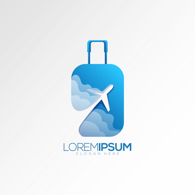 Koffer Vliegtuig Logo Premium Vector