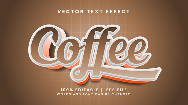 Koffie bewerkbaar teksteffect met vintage en bruine tekststijl