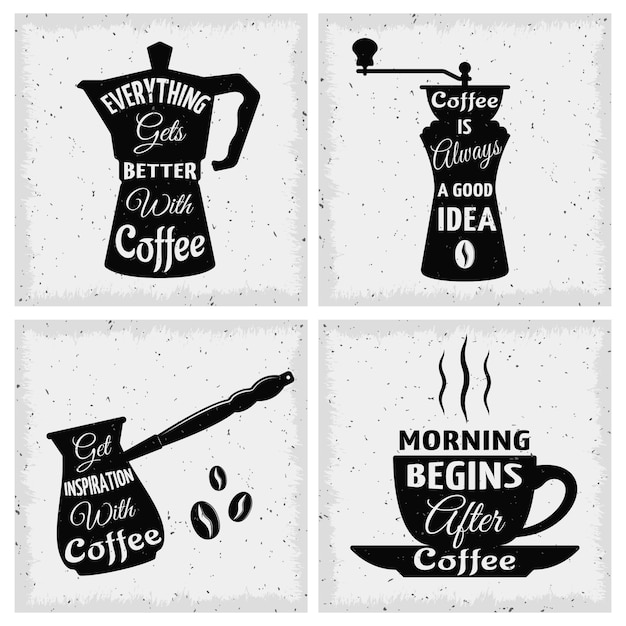 Koffie citaten icon set