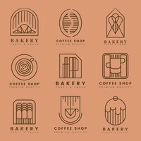 Gratis vector koffie en banketbakkerij logo vector set