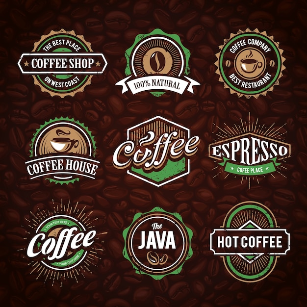 Gratis vector koffie logo collectie
