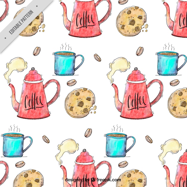 Gratis vector koffie patroon met cookies