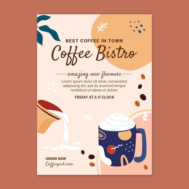 Gratis vector koffie poster ontwerpsjabloon