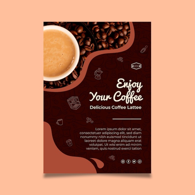 Gratis vector koffie poster sjabloon