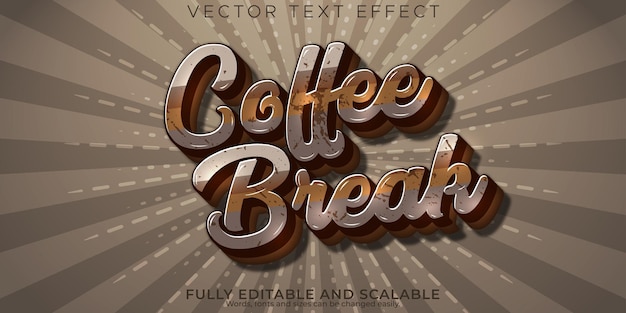 Gratis vector koffie retro vintage teksteffect bewerkbare tekststijl uit de jaren 70 en 80