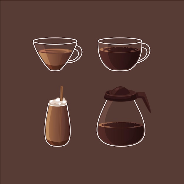 Gratis vector koffie soorten collectie