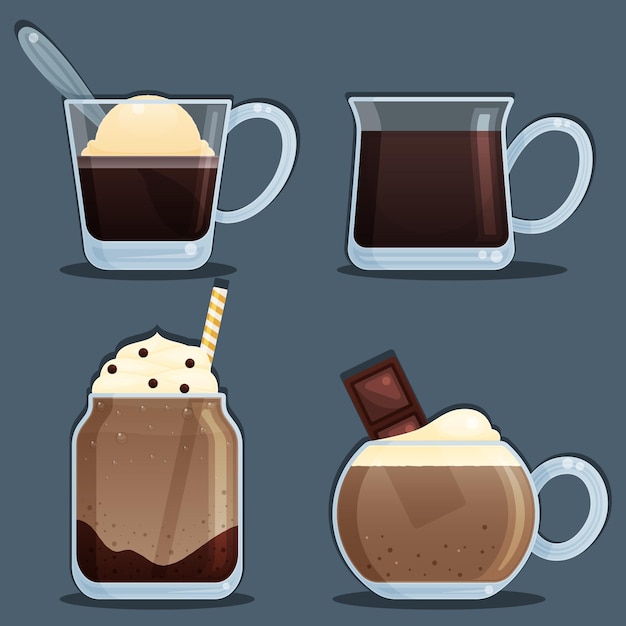 Gratis vector koffie soorten illustratie concept