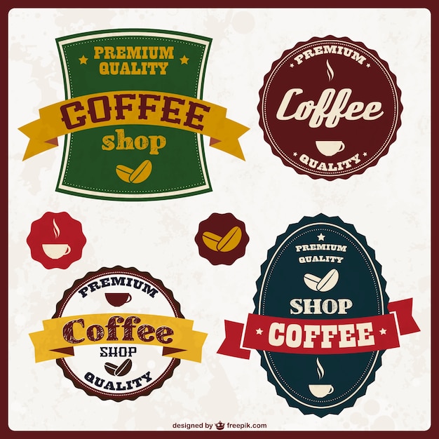 Gratis vector koffie stickers ontwerp