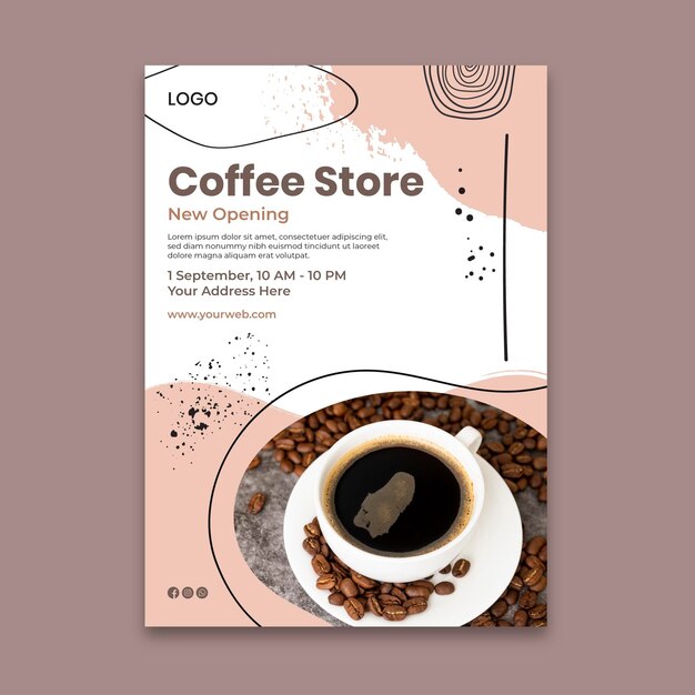 Koffie winkel poster sjabloon