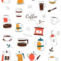 Gratis vector koffiehuis en koffie gevormde achtergrondvector