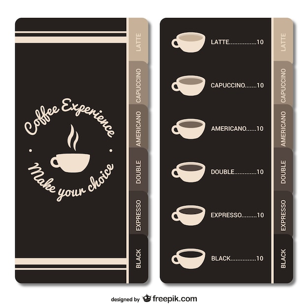 Gratis vector koffiehuis menu