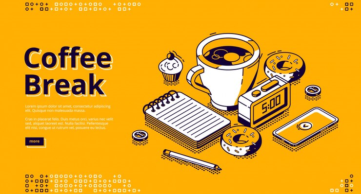 Gratis Vector koffiepauze isometrische, webbanner