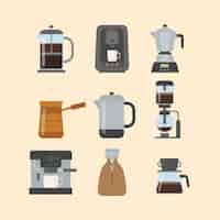 Gratis vector koffiezetmethoden voor plat ontwerp